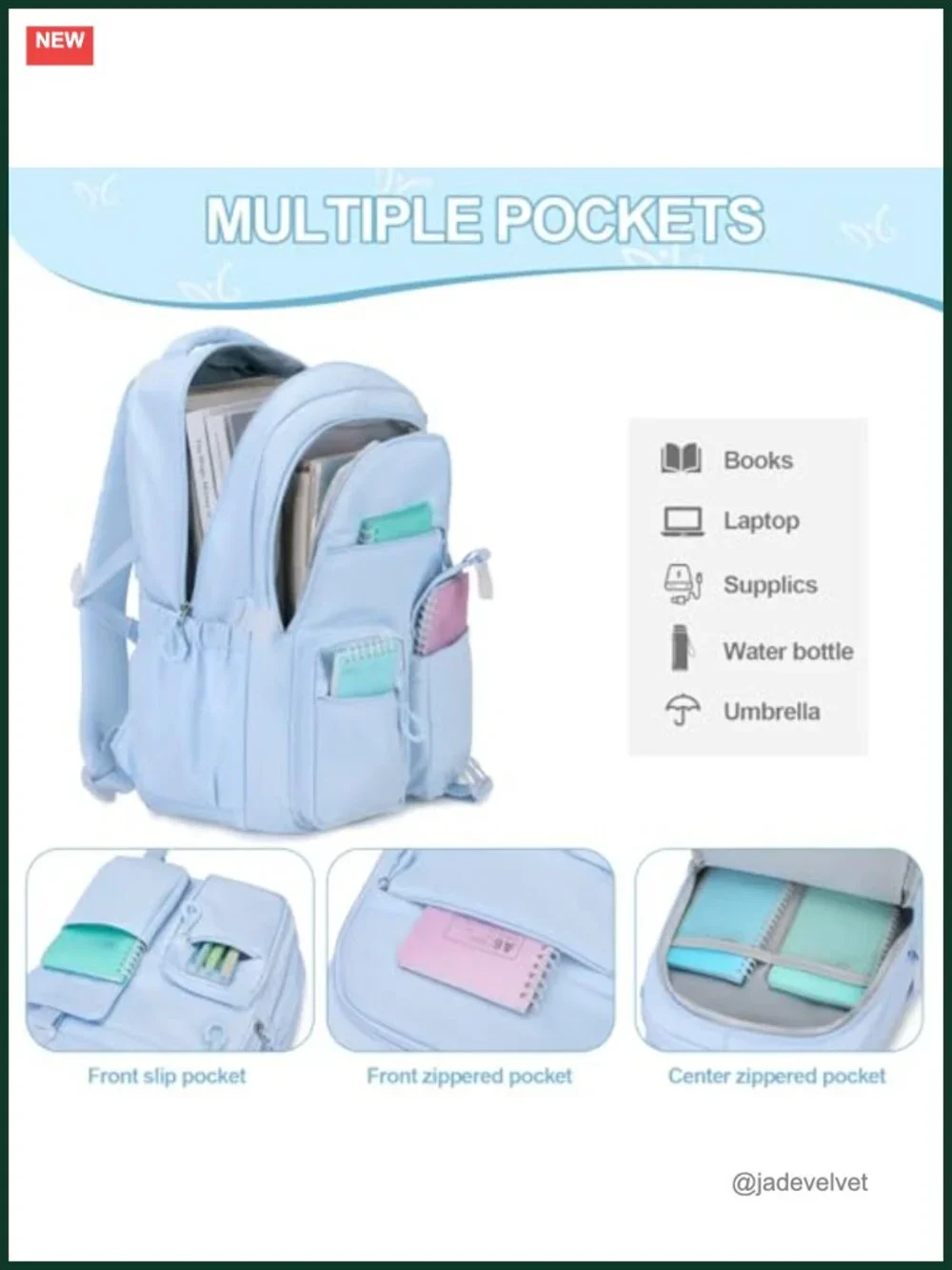 3-Piece Girls Backpack Set with Lunch Bag & Pencil Case